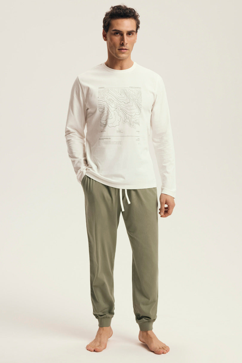 Pigiama uomo in cotone stile jogger con stampa mappa | local