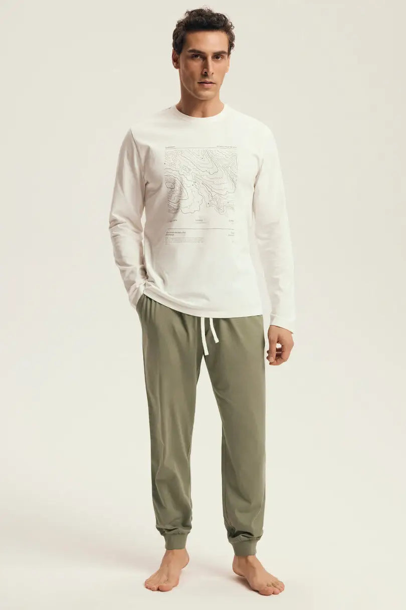 Pigiama uomo in cotone stile jogger con stampa mappa | local