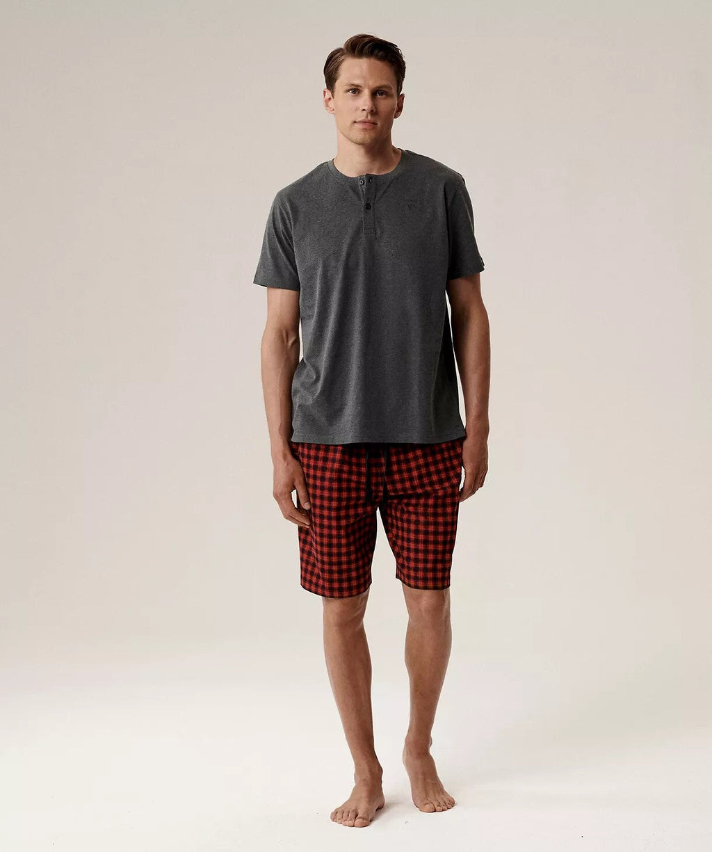 Pigiama uomo estivo in cotone morbido a quadri - nmp-397