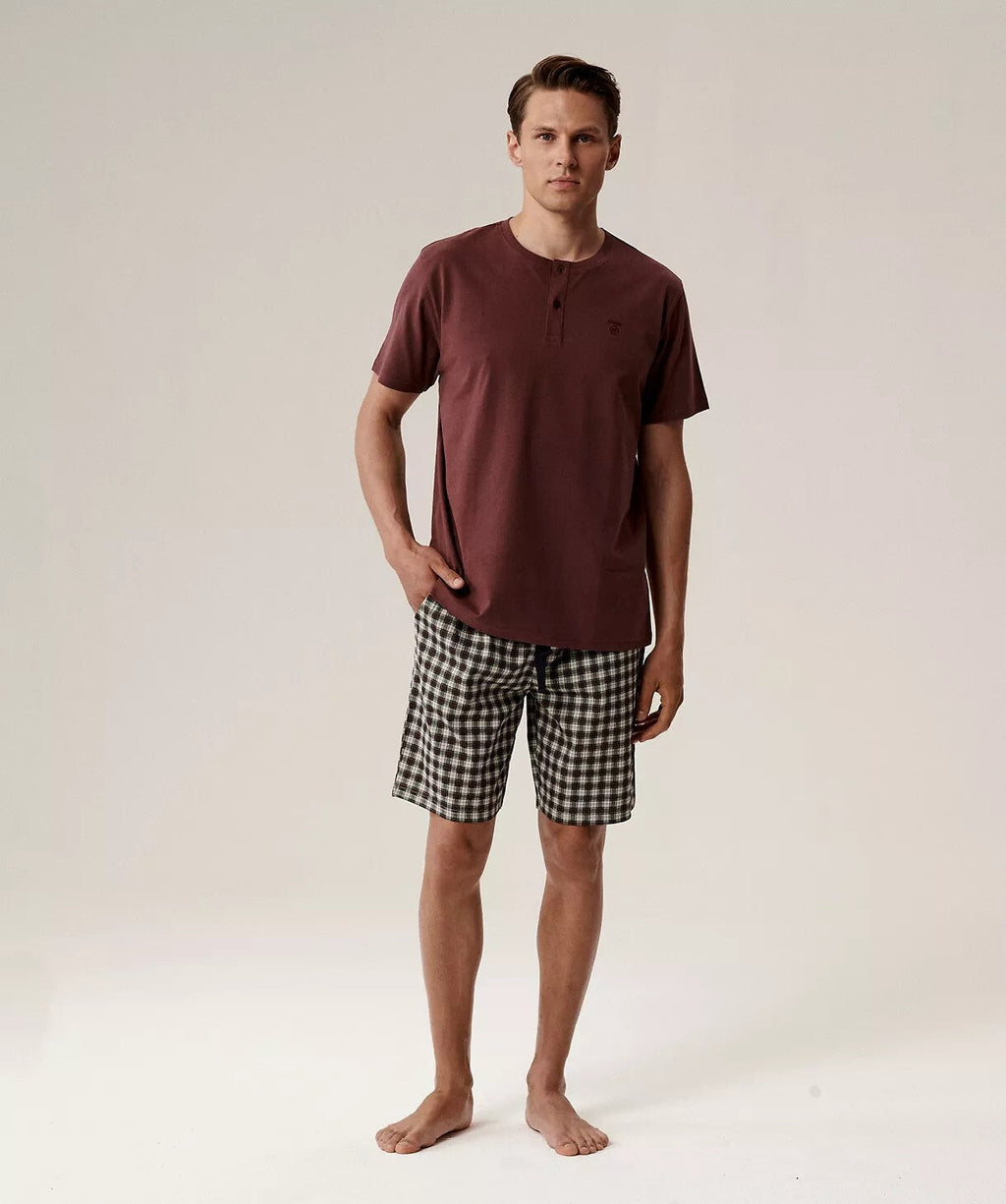 Pigiama uomo estivo in cotone morbido a quadri - nmp-397