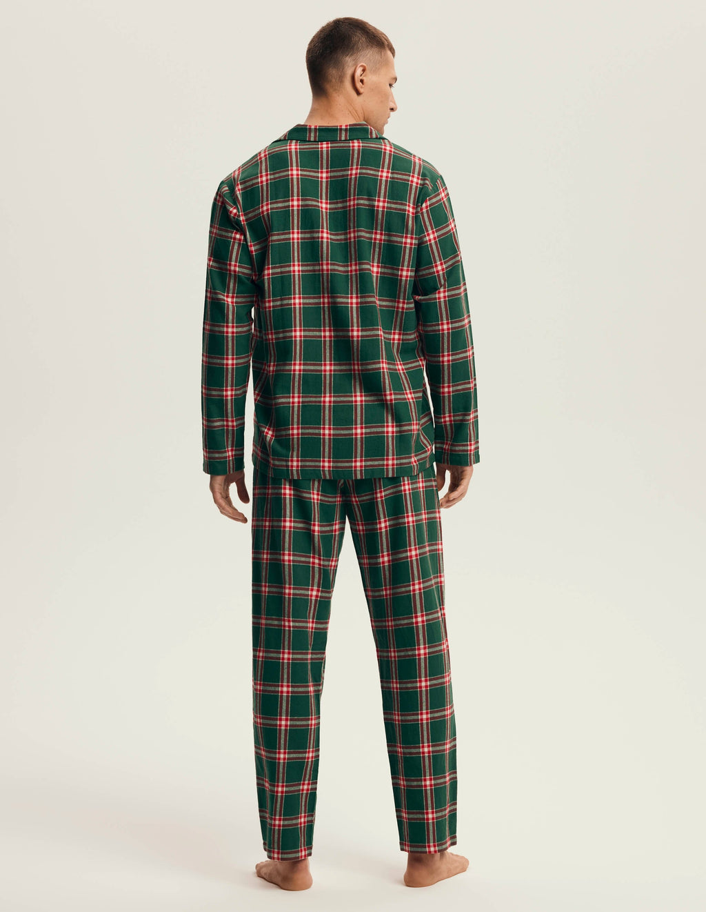 Pigiama uomo in flanella di cotone a quadri - nut