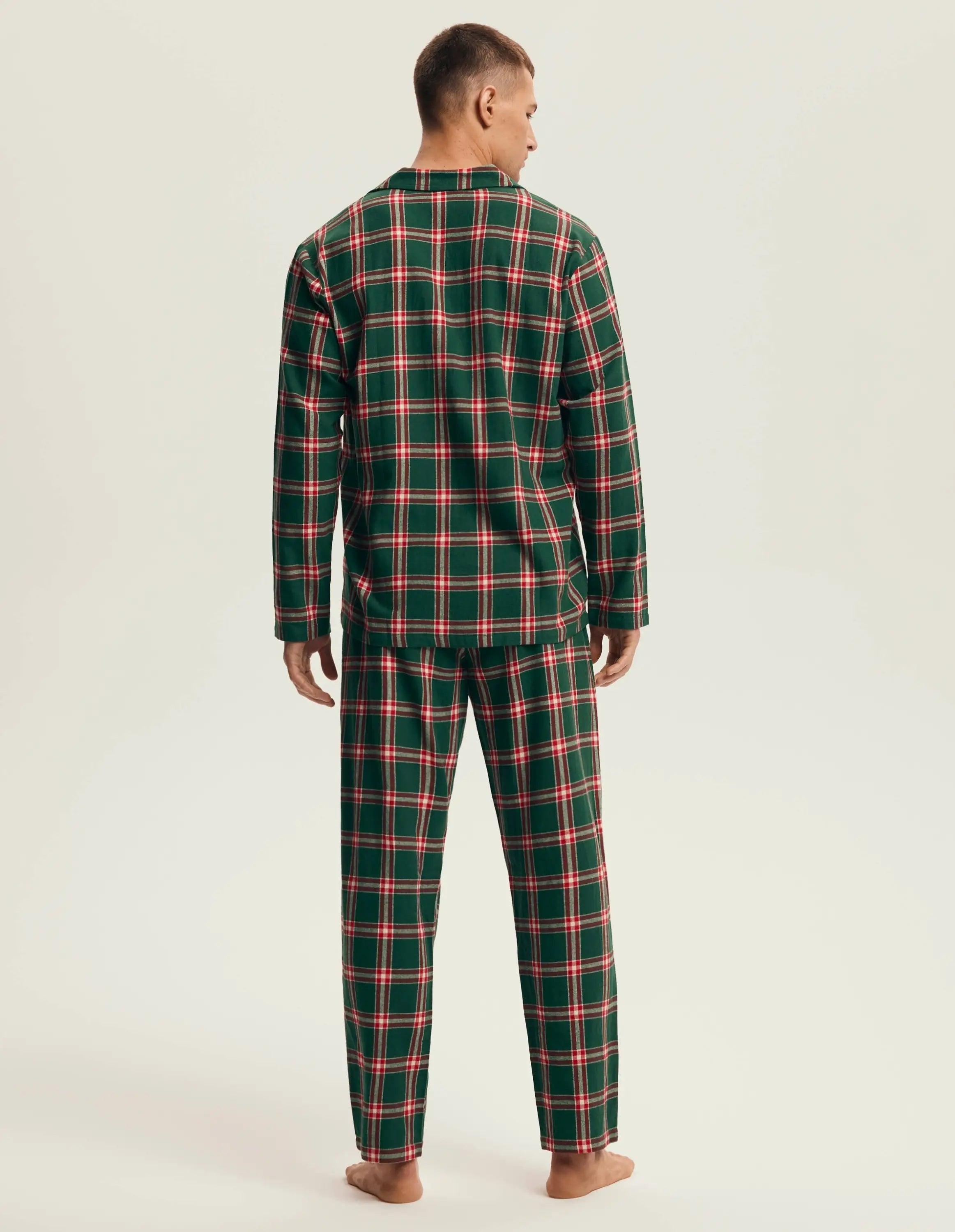 Pigiama uomo in flanella di cotone a quadri - nut