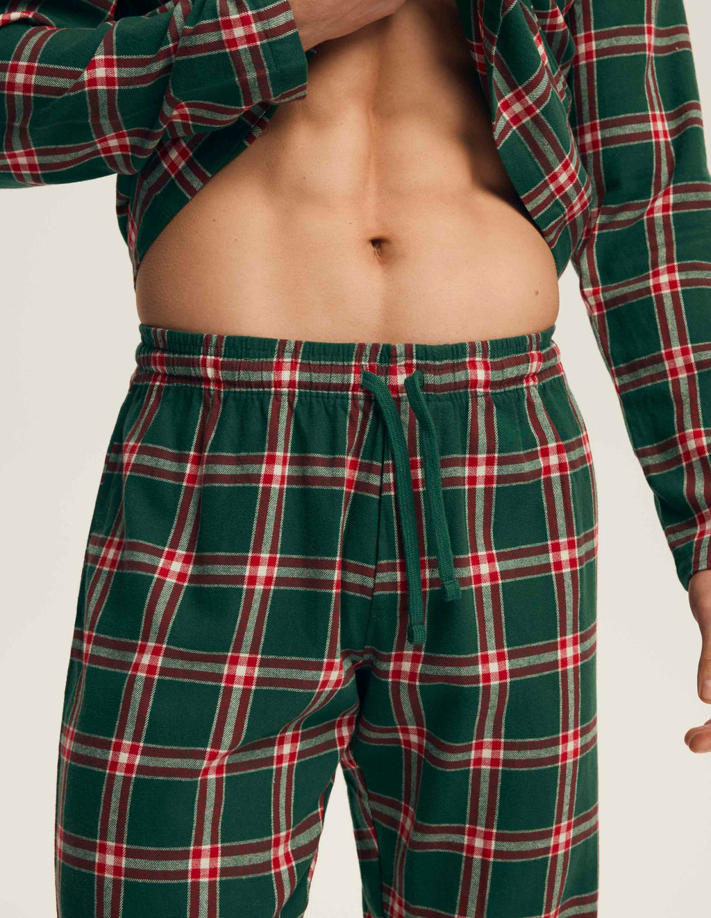 Pigiama uomo in flanella di cotone a quadri - nut