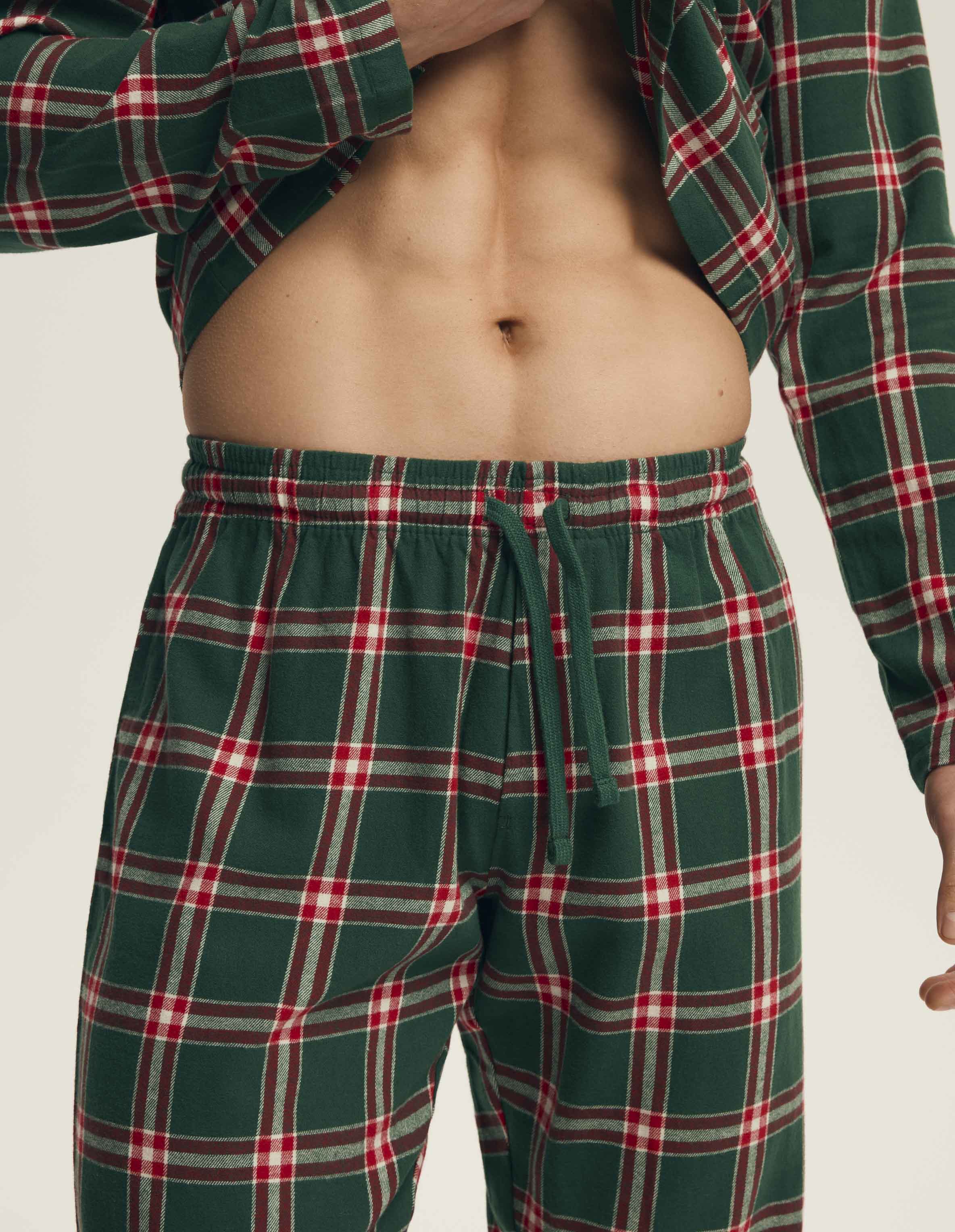 Pigiama uomo in flanella di cotone a quadri - nut