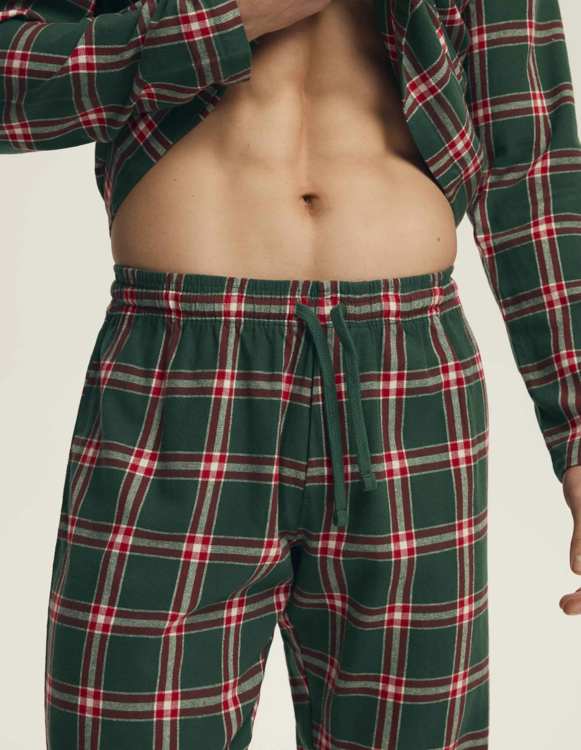 Pigiama uomo in flanella di cotone a quadri - nut