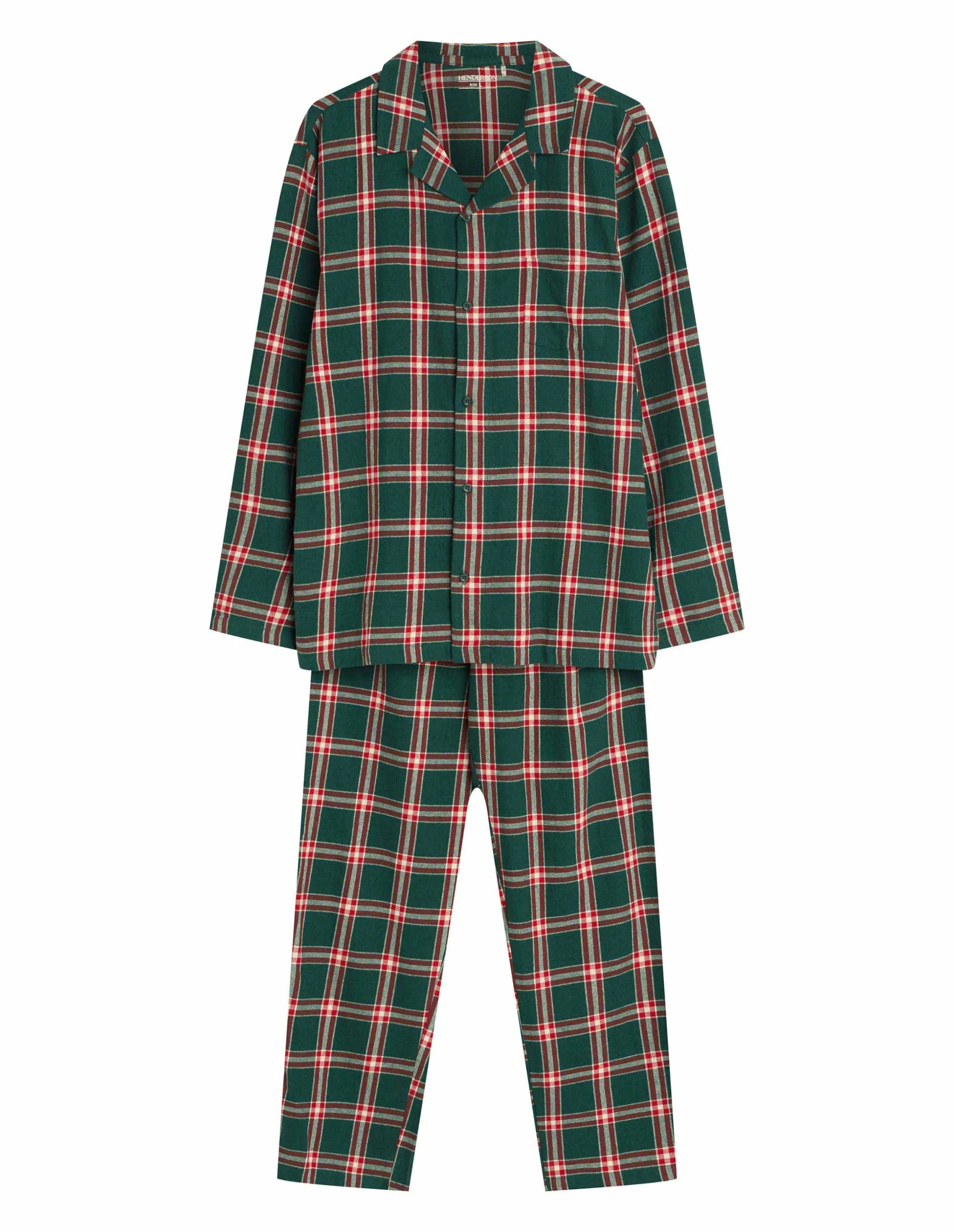 Pigiama uomo in flanella di cotone a quadri - nut