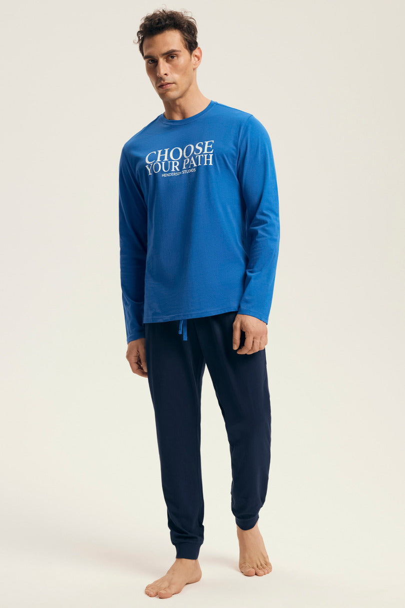 Pigiama uomo in cotone stile jogger con scritta | loop