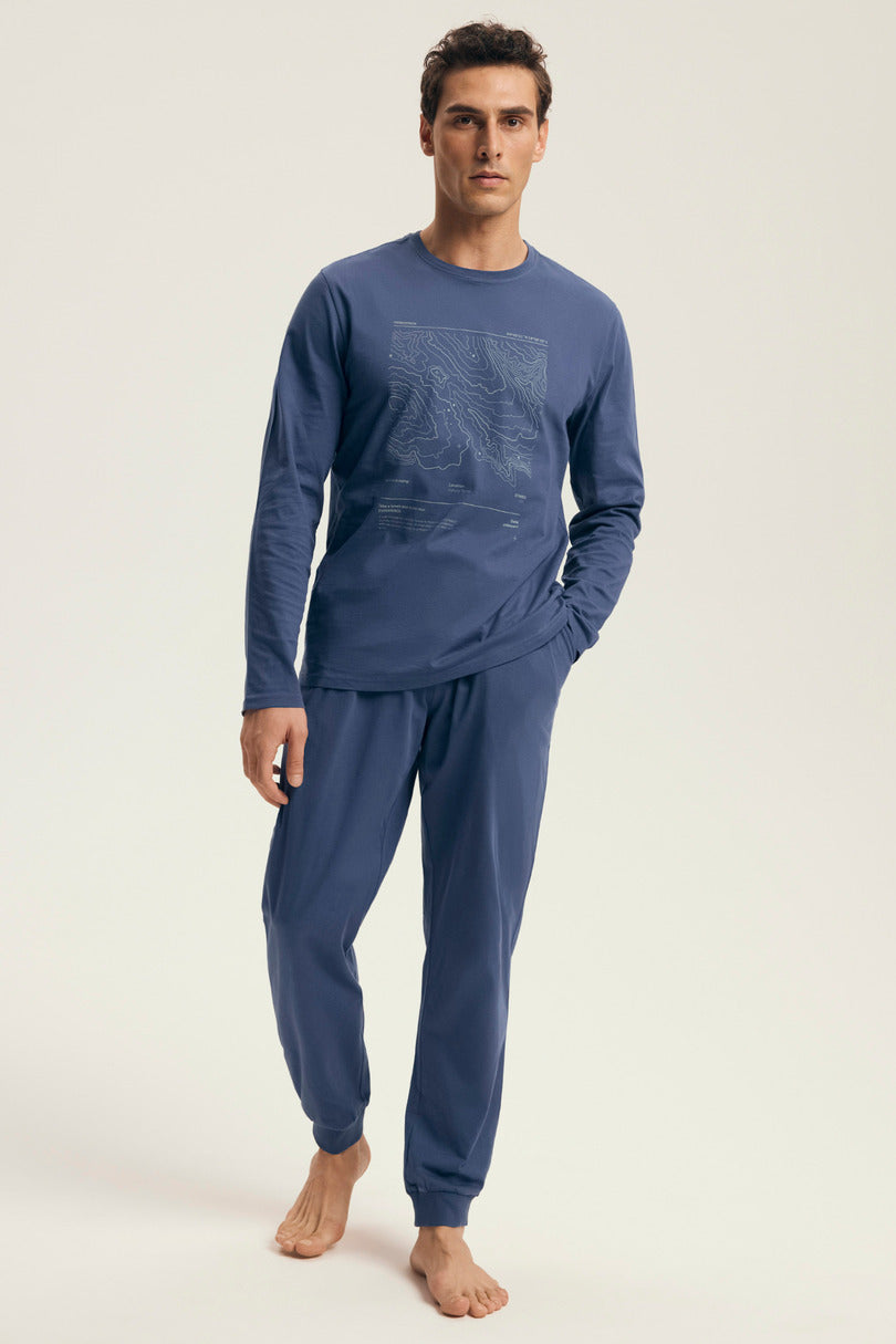 Pigiama uomo in cotone stile jogger con stampa mappa | local