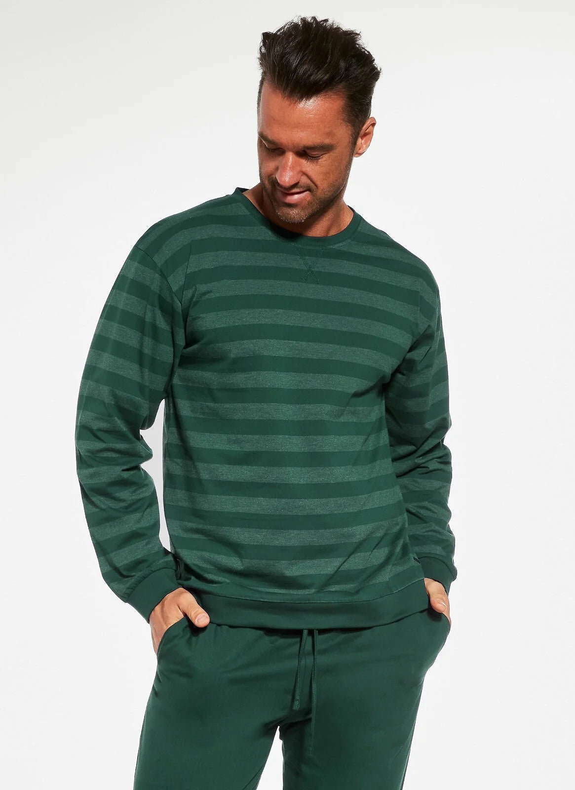 Pigiama uomo lungo in cotone a righe (loose)