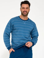 Pigiama uomo lungo in cotone a righe (loose)