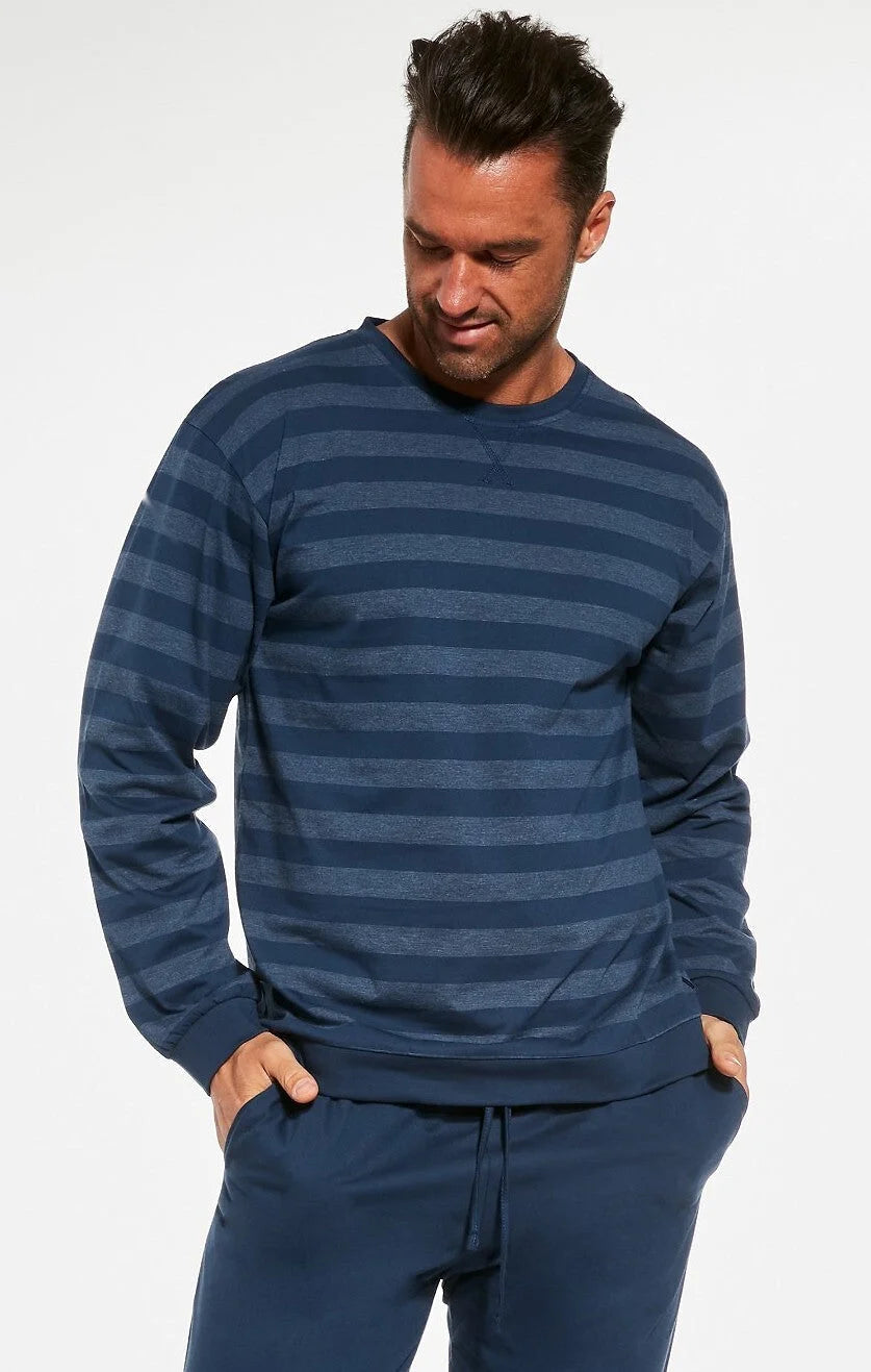 Pigiama uomo lungo in cotone a righe (loose)