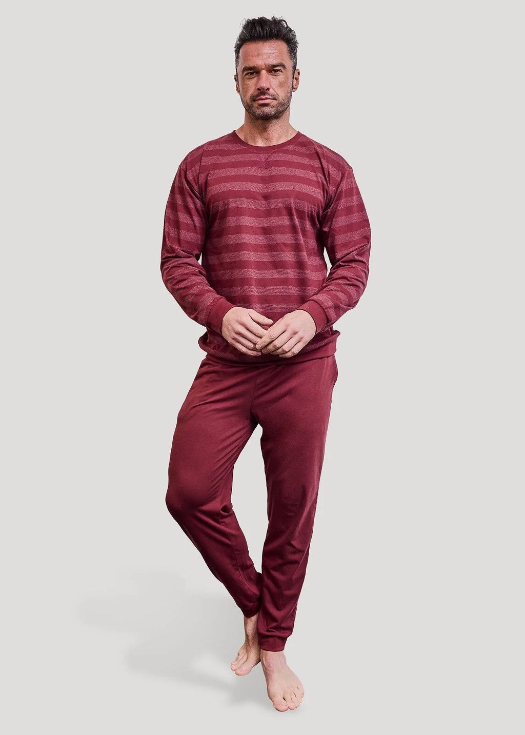 Pigiama uomo lungo in cotone a righe (loose)