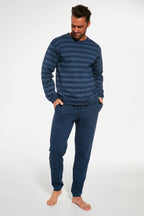 Pigiama uomo lungo in cotone a righe (loose)