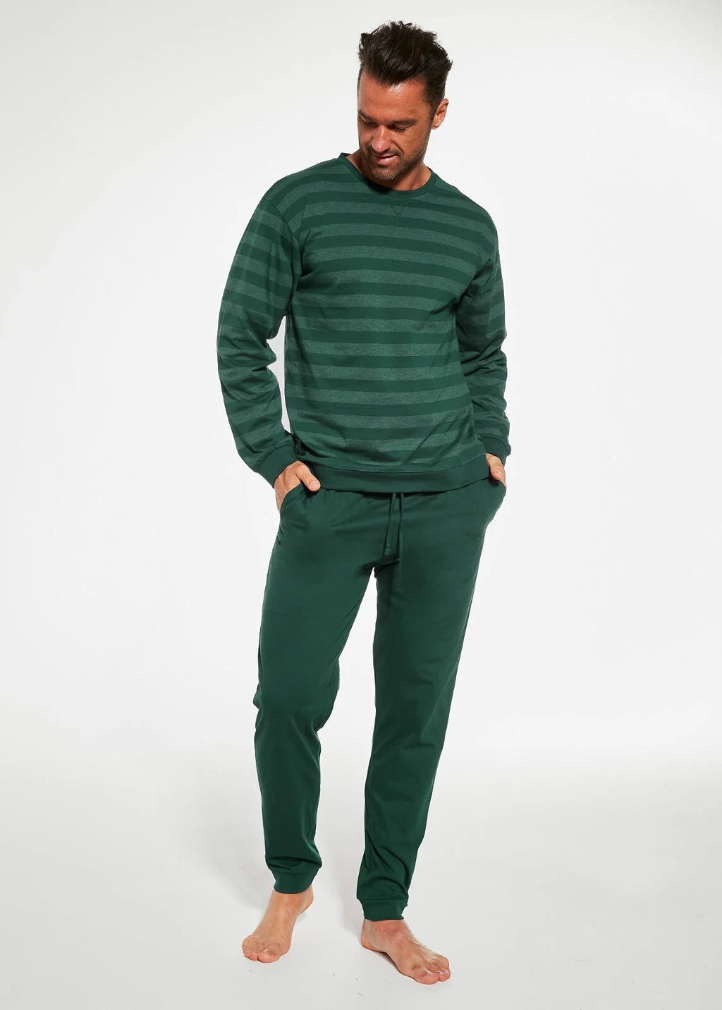 Pigiama uomo lungo in cotone a righe (loose)