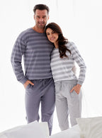 Pigiama uomo lungo in cotone a righe (loose)