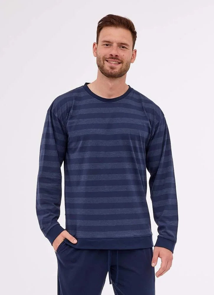 Pigiama uomo lungo in cotone a righe (loose)