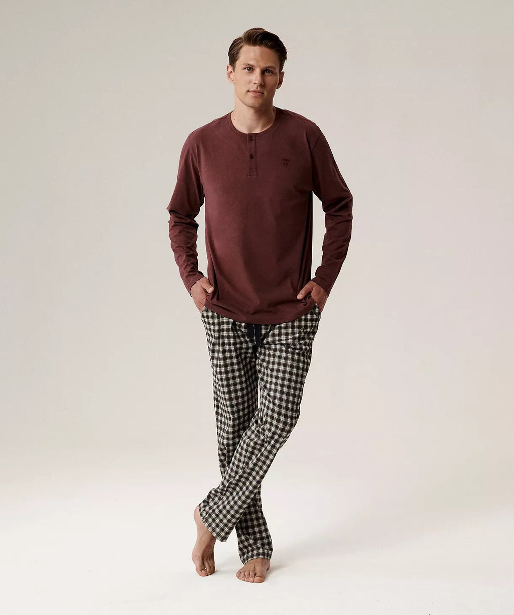 Pigiama uomo lungo in morbido cotone fantasia - nmp-394