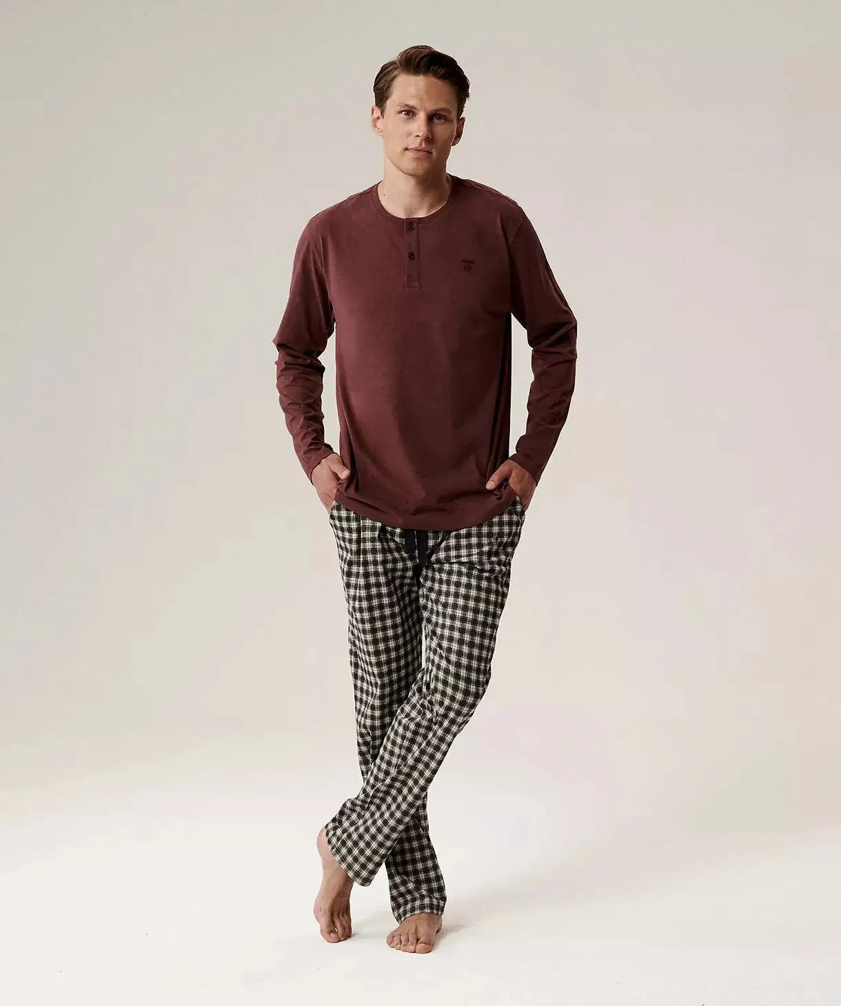 Pigiama uomo lungo in morbido cotone fantasia - nmp-394