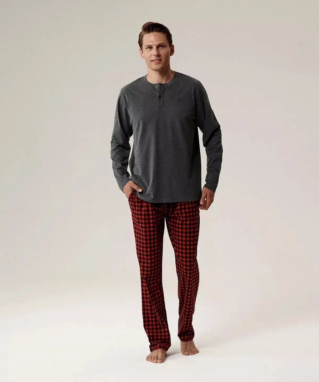 Pigiama uomo lungo in morbido cotone fantasia - nmp-394