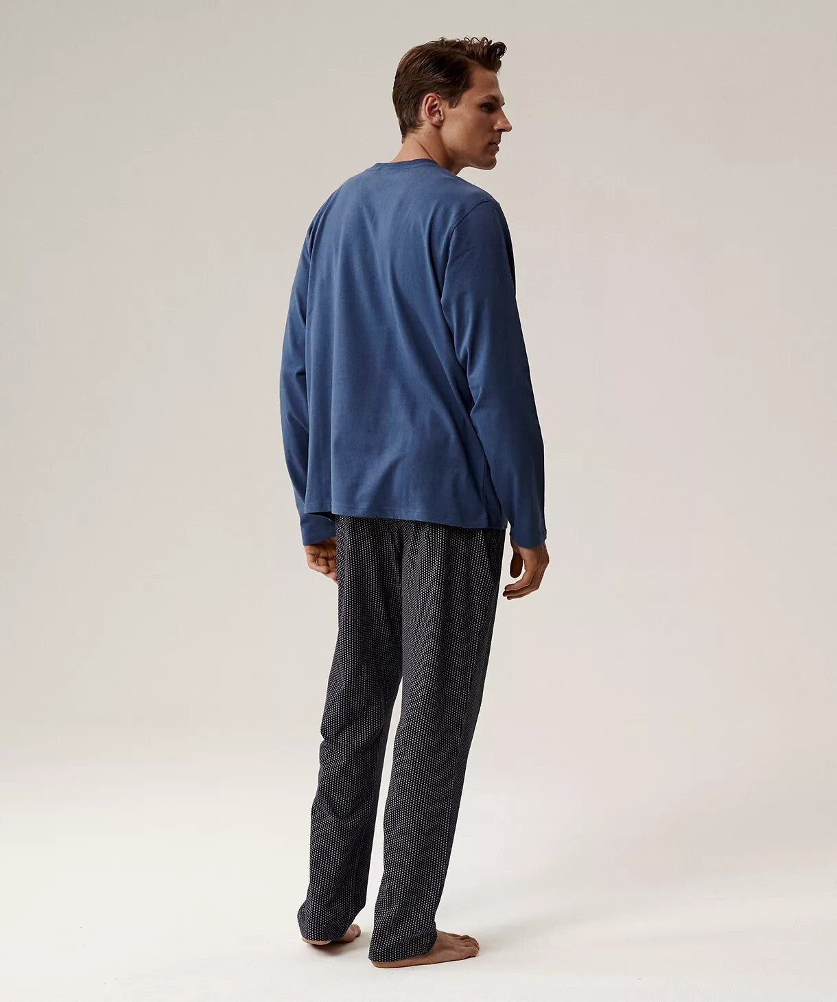 Pigiama uomo scollo a v in cotone effetto pesca - nmp-389