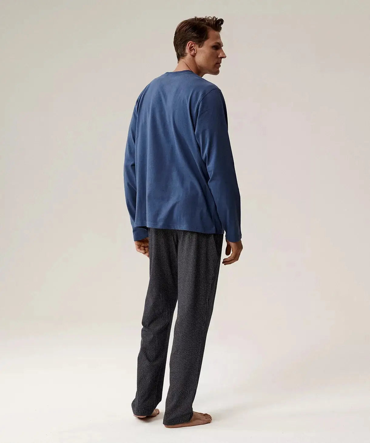 Pigiama uomo scollo a v in cotone effetto pesca - nmp-389