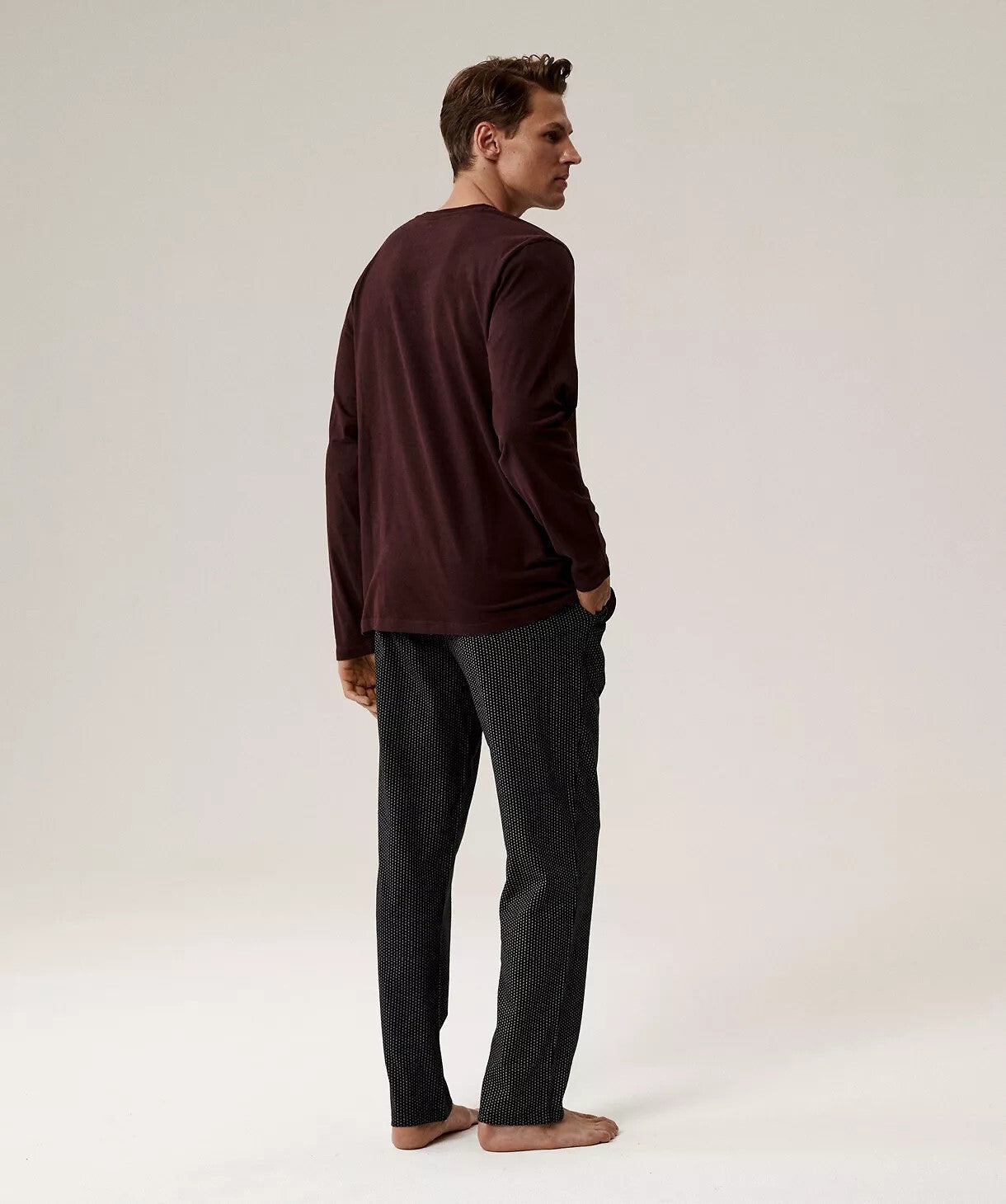 Pigiama uomo scollo a v in cotone effetto pesca - nmp-389