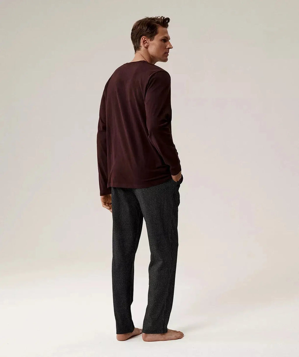 Pigiama uomo scollo a v in cotone effetto pesca - nmp-389