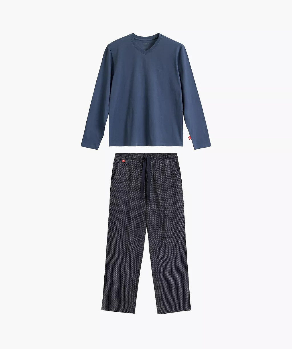 Pigiama uomo scollo a v in cotone effetto pesca - nmp-389