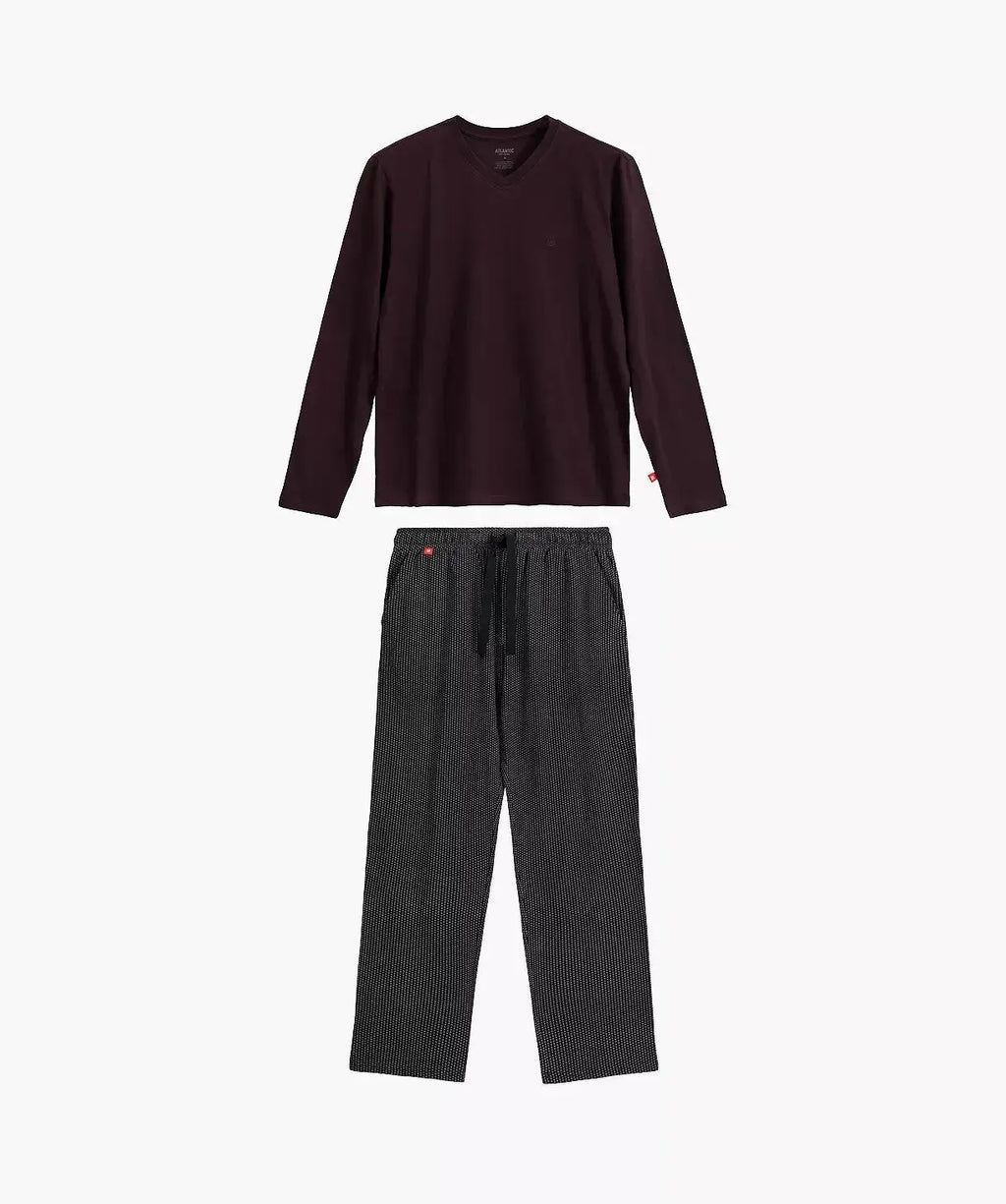 Pigiama uomo scollo a v in cotone effetto pesca - nmp-389