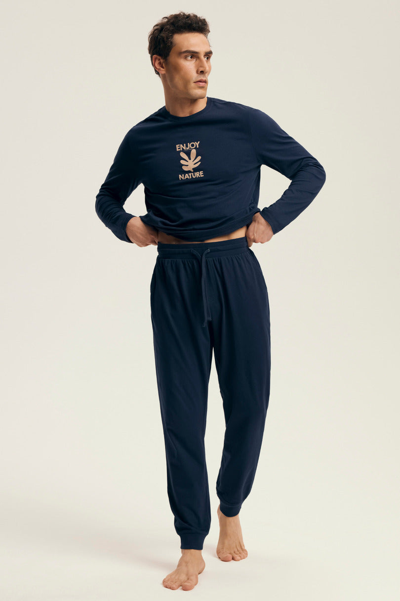 Pigiama uuomo in cotone con scritta ’enjoy nature’ | level