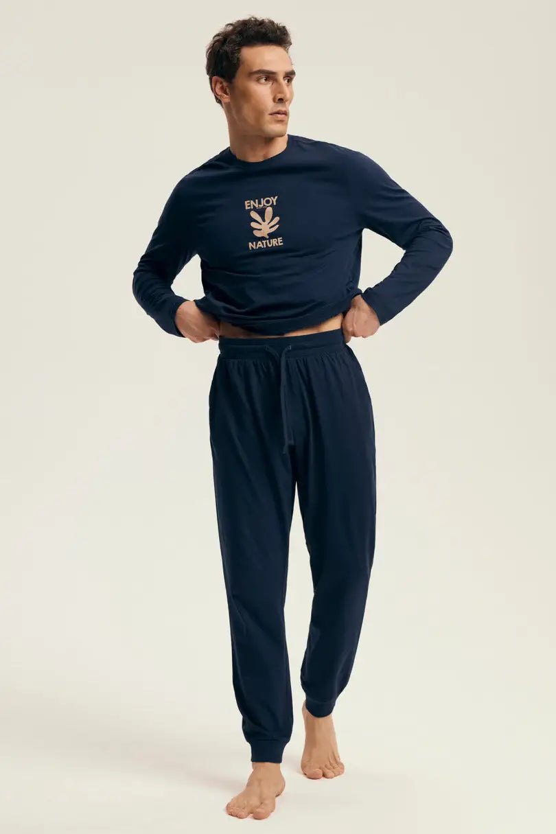 Pigiama uuomo in cotone con scritta ’enjoy nature’ | level
