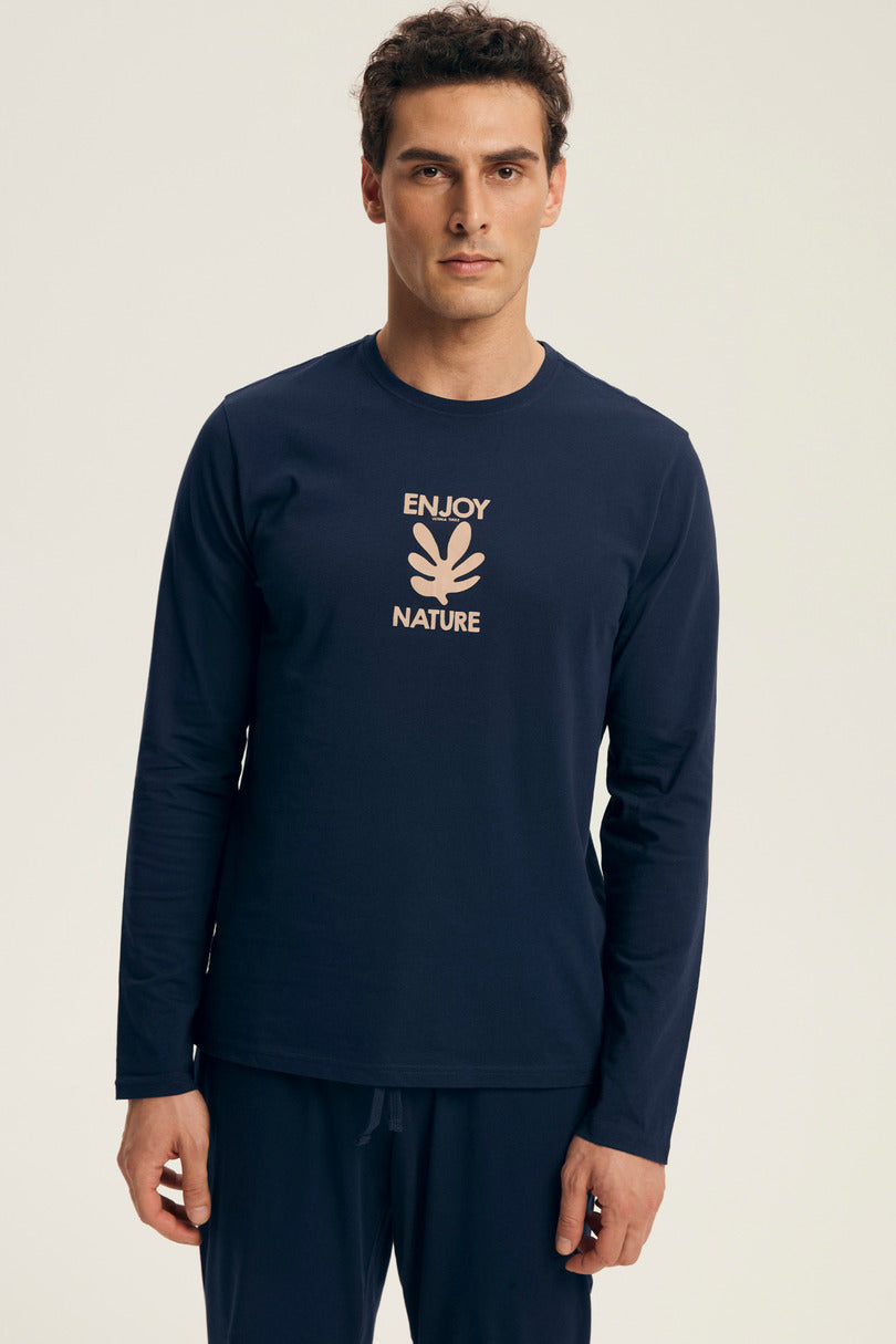 Pigiama uuomo in cotone con scritta ’enjoy nature’ | level