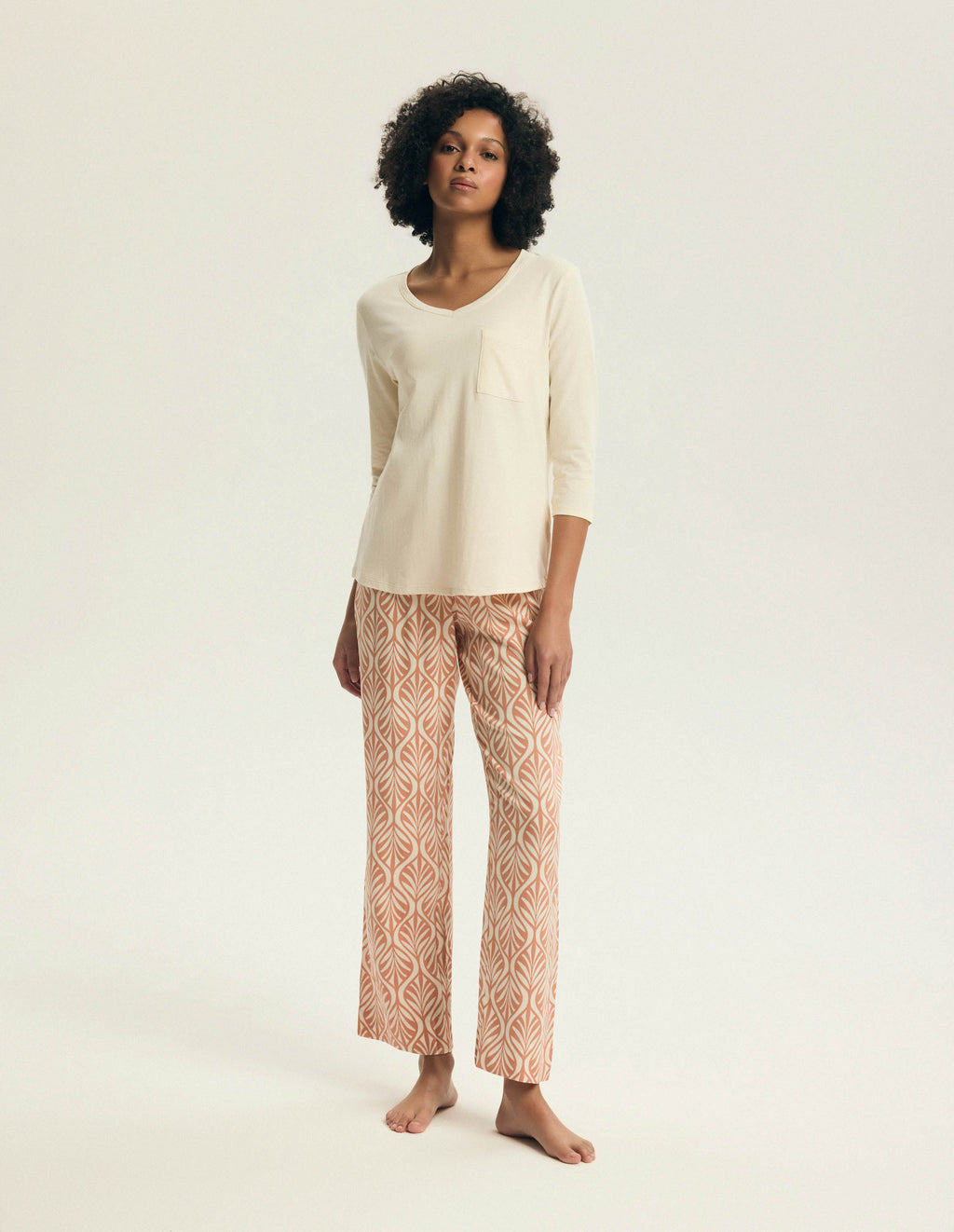 Denise | Pigiama lungo da donna in cotone e viscosa