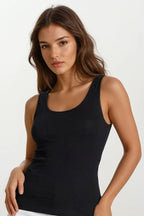 Camiseta básica de tirantes para mujer 100 % algodón con ribete de satén - CLARISSA