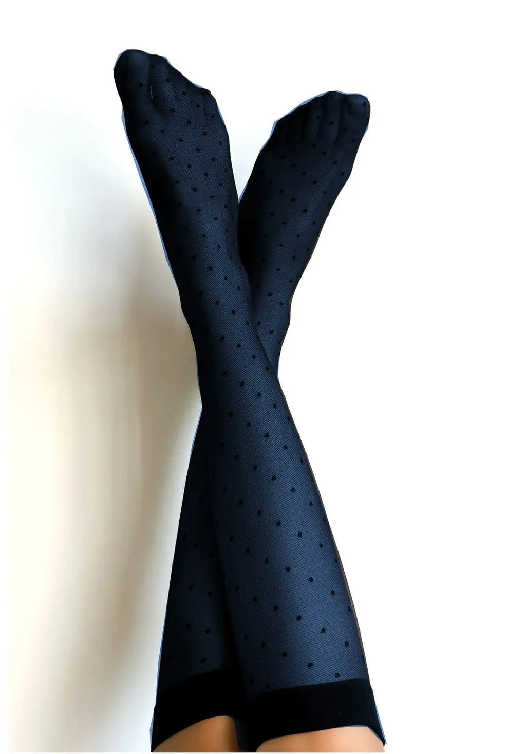 Puntini | gambaletti velati a fantasia microrete con pois