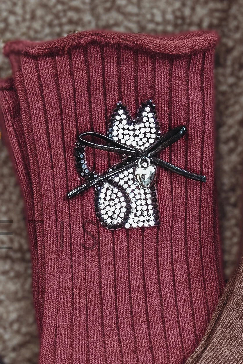 Qr-260529 - calze da donna in cotone con risvolto