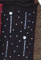 Qr-260530 - calze da donna in cotone a costine con strass