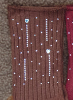 Qr-260530 - calze da donna in cotone a costine con strass