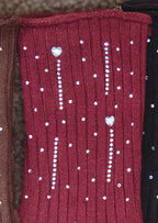 Qr-260530 - calze da donna in cotone a costine con strass