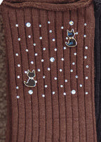 Qr-260538 - calze da donna in cotone con strass e motivo