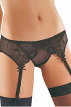 Reggicalze sensuale in pizzo ricamato con dettagli raso