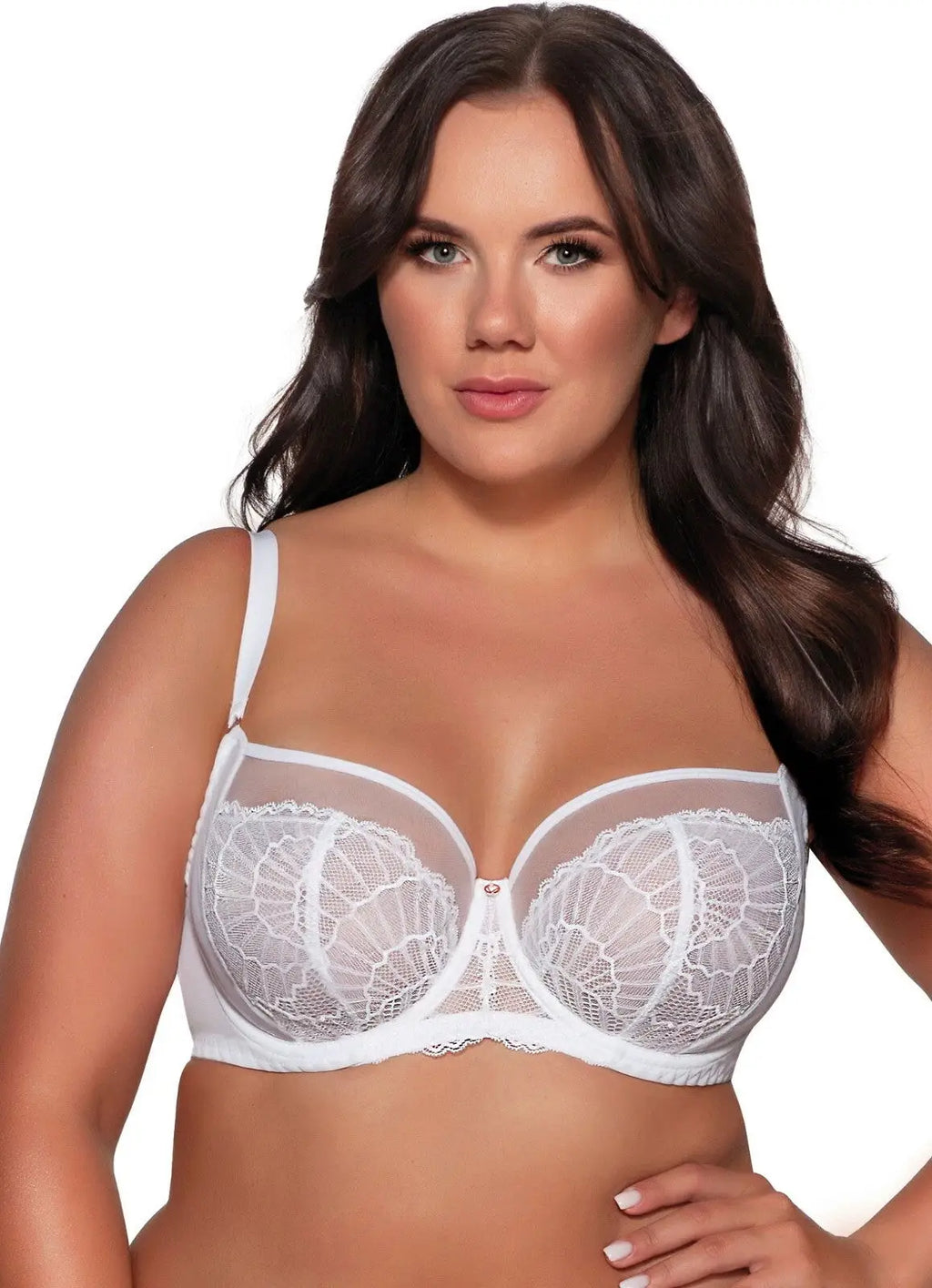 Reggiseno non imbottito in pizzo - caroline maxi - bianco