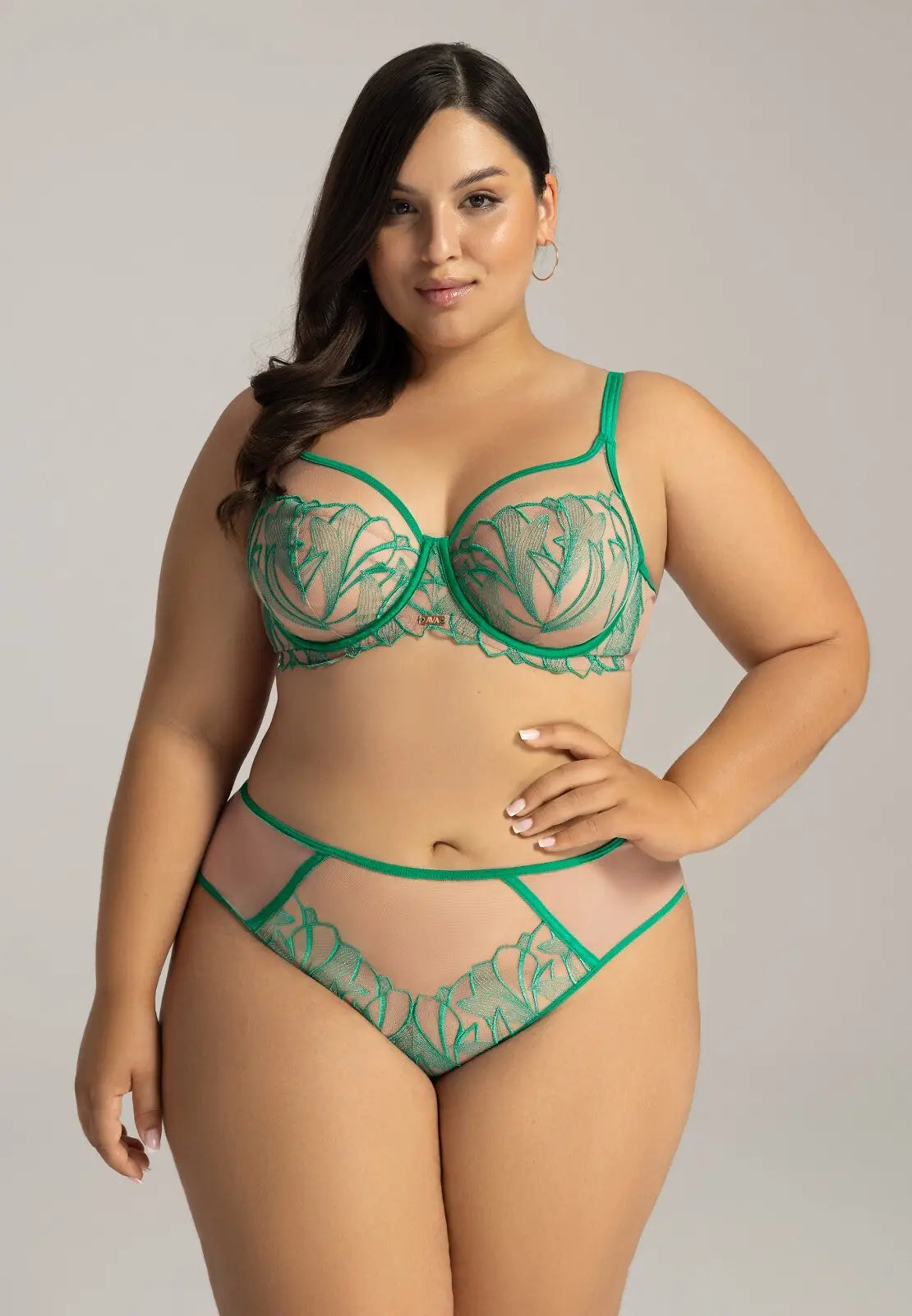 Reggiseno morbido con pizzo - emerald green - 2161
