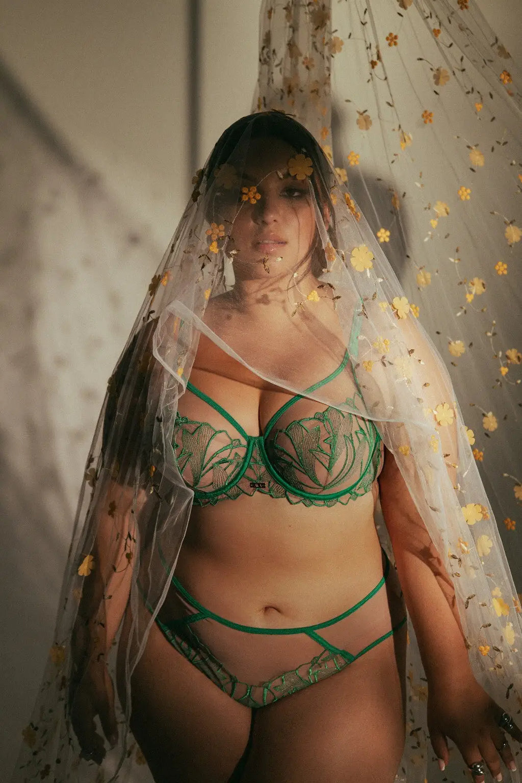 Reggiseno morbido con pizzo - emerald green - 2161