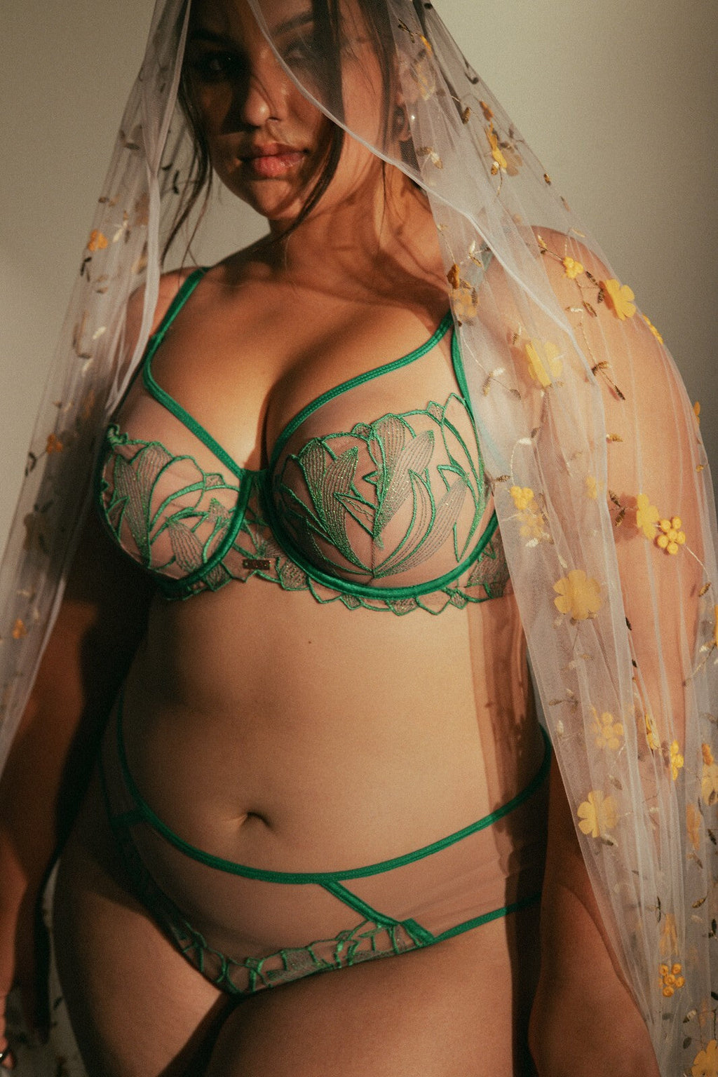 Reggiseno morbido con pizzo - emerald green - 2161