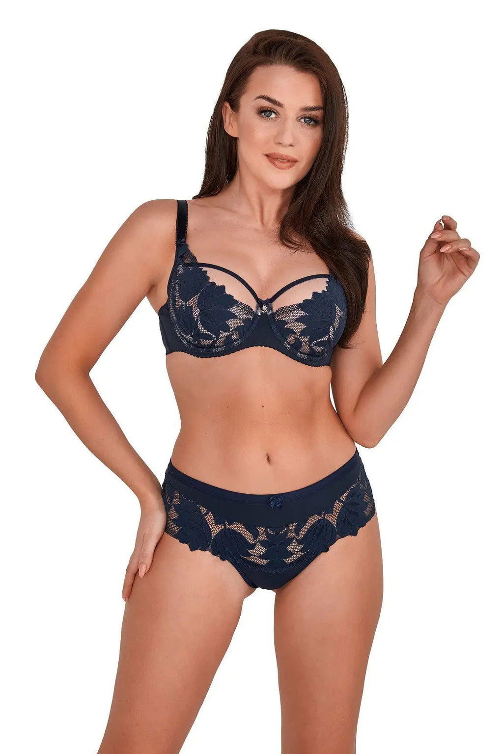 Reggiseno non imbottito in pizzo con ferretto venere blu