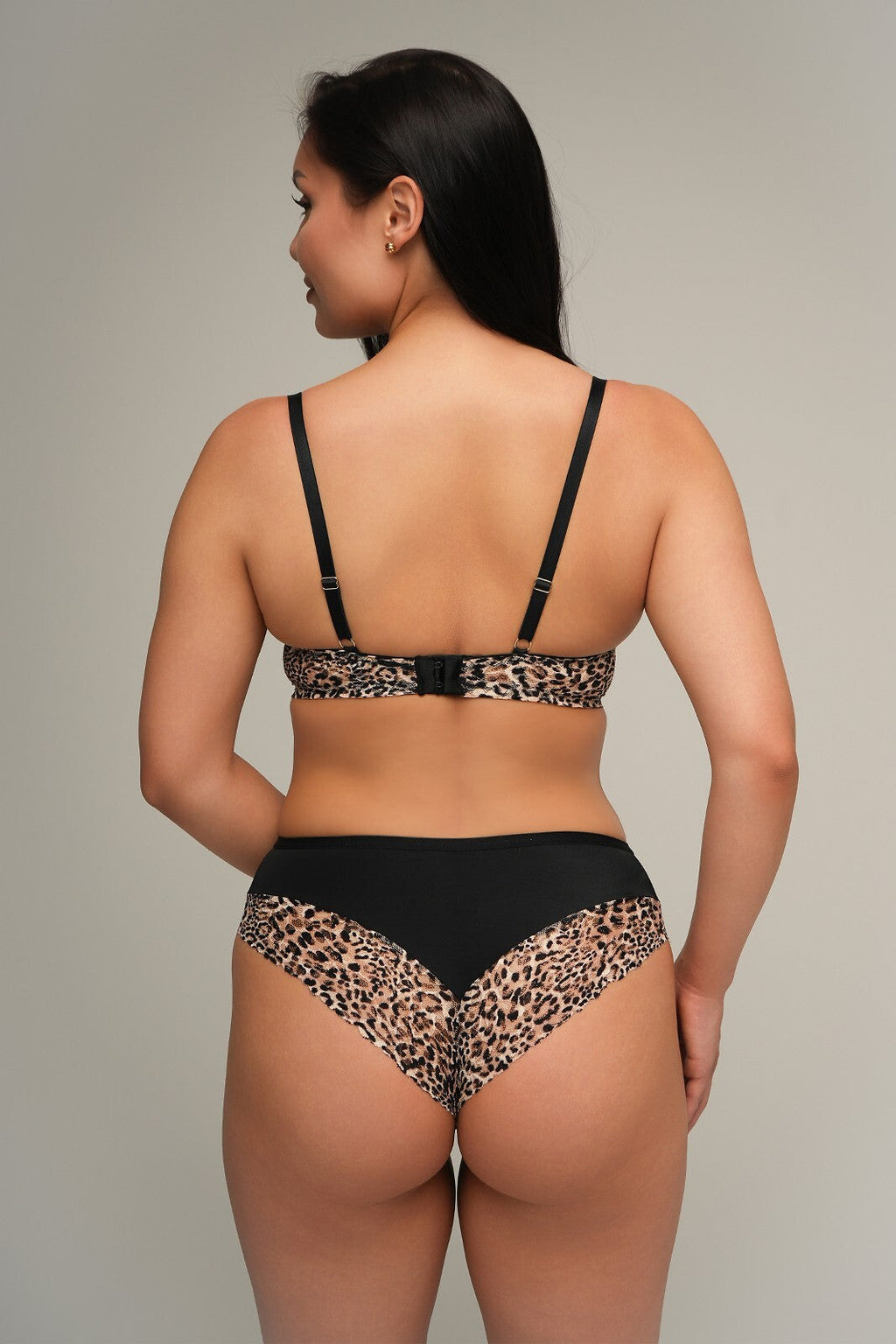 Reggiseno push-up con ferretto – stampa animalier - black