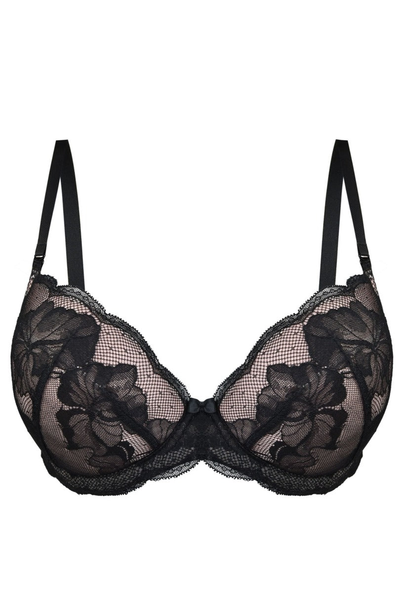 Reggiseno push up in pizzo - amelia - nero
