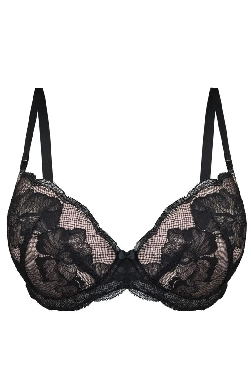Reggiseno push up in pizzo - amelia - nero