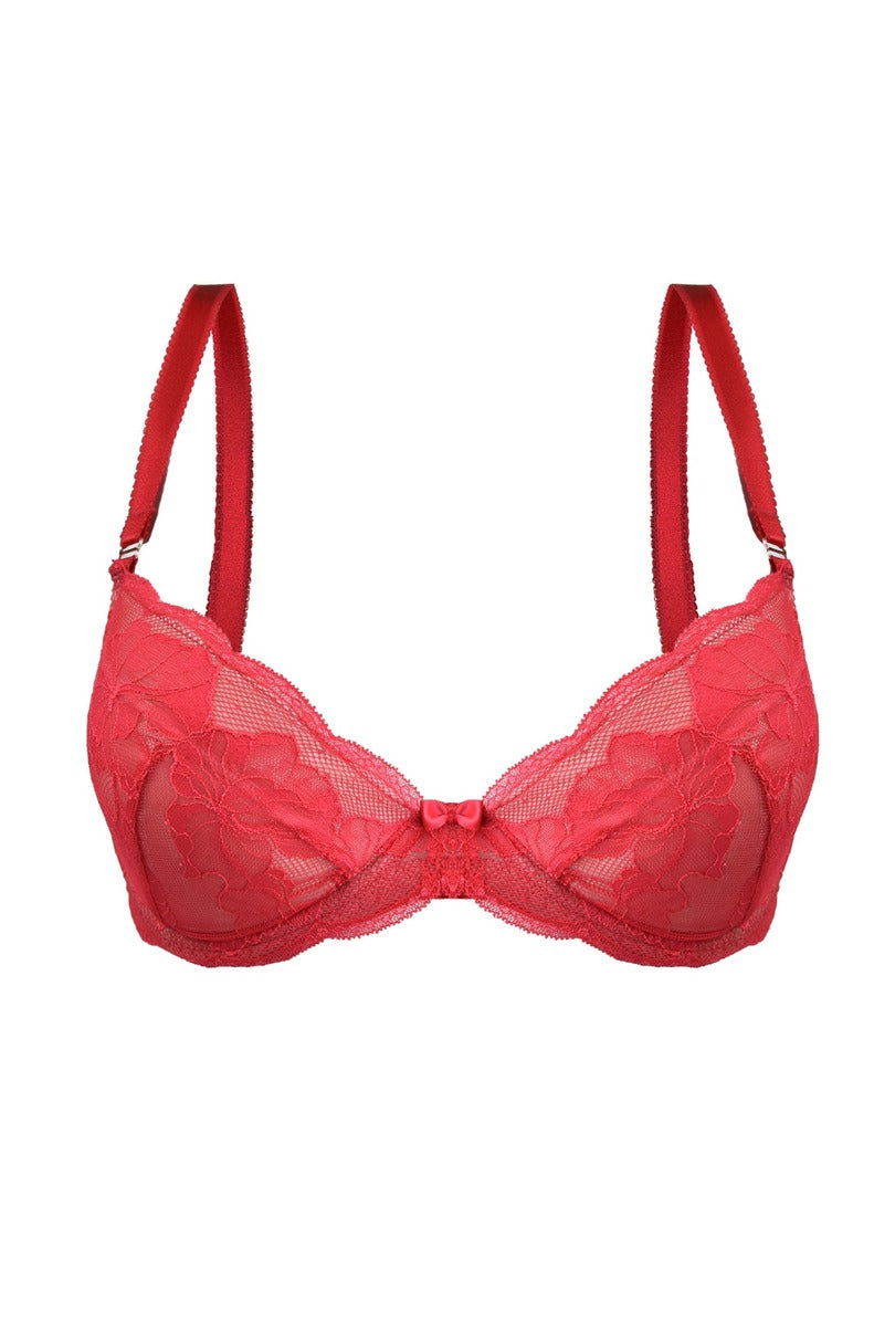 Reggiseno push up in pizzo - amelia - red